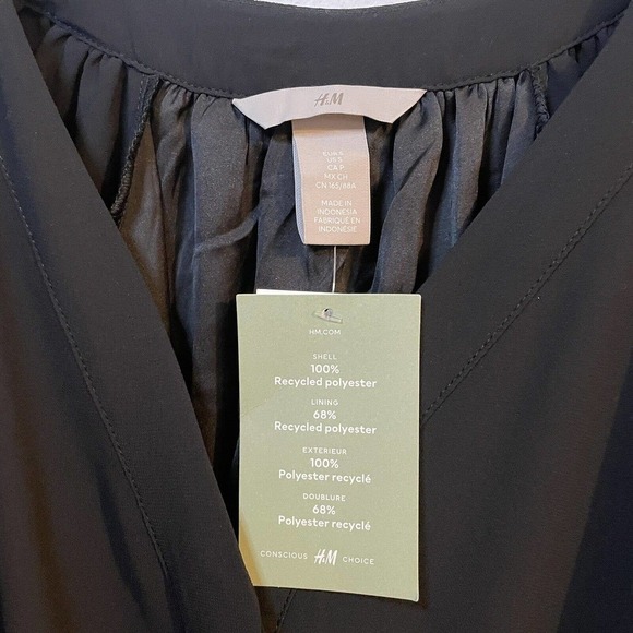 H&M Small Chiffon Dress Black Short Sleeve V-Neck Classic Party Going Ou… - Picture 7 of 9